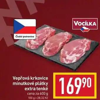 Billa Vepřová krkovice minutkové plátky extra tenké cena za 600 g nabídka