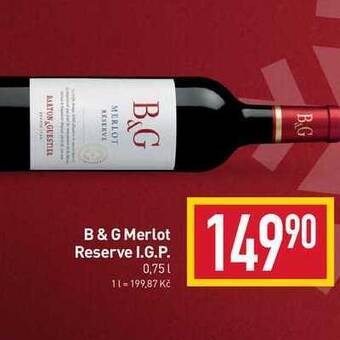 Billa B&g b & g merlot reserve i.g.p. 0,75l nabídka
