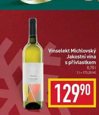 Billa Vinselekt michlovský jakostní vína s přívlastkem 0,75l nabídka