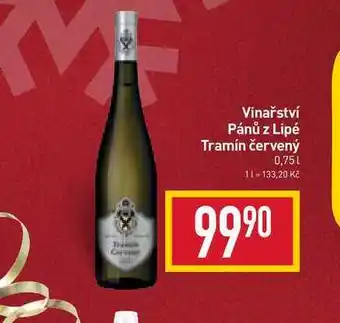 Billa Vinařství pánů z lipé tramín červený 0,75l nabídka