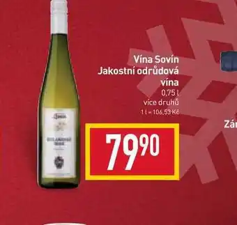 Billa Vína sovín jakostní odrůdová vína 0,75l nabídka