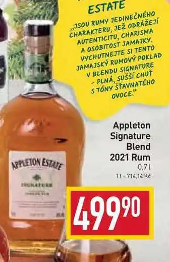 Billa Appleton signature blend 2021 rum 0,7l nabídka