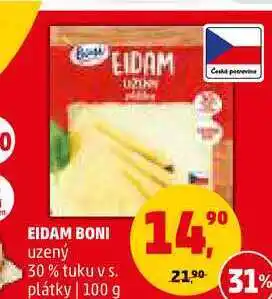 Penny Market Eidam boni uzený 30 % tuku v s. plátky, 100 g nabídka