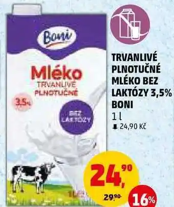 Penny Market Trvanlivé plnotučné mléko bez laktózy 3,5% boni , 1 l nabídka