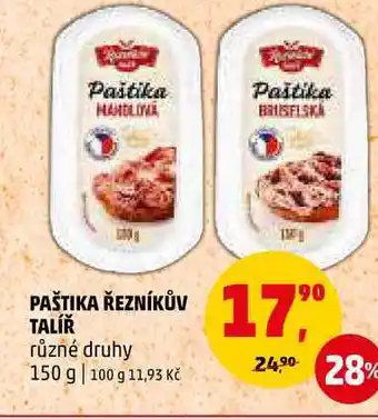 Penny Market Paštika řezníkův talíř různé druhy, 150 g nabídka