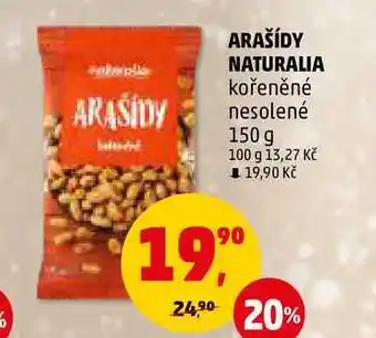 Penny Market Arašídy naturalia kořeněné nesolené, 150 g nabídka