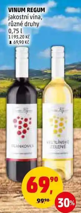 Penny Market Vinum regum jakostní vína, různé druhy, 0,75 l nabídka