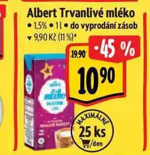 Albert Albert trvanlivé mléko 1,5% 1 l nabídka