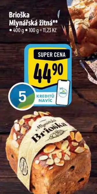 Albert Brioška mlynářská žitná 400 g nabídka