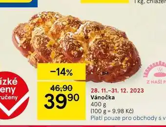 Tesco Vánočka 400 g nabídka