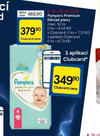 Tesco Pampers premium dětské pleny maxi, 52 ks nabídka