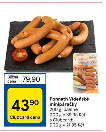 Tesco Ponnath vídeňské minipárečky 200 g nabídka