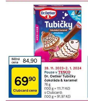 Tesco Dr. oetker tubičky čokoláda & karamel 76 g nabídka