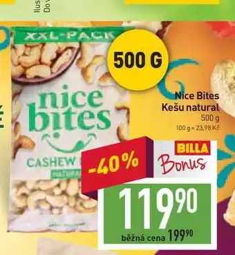 Billa Nice bites kešu natural 500 g nabídka