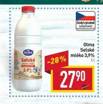 Billa Olma selské mléko 3,9% 1l nabídka