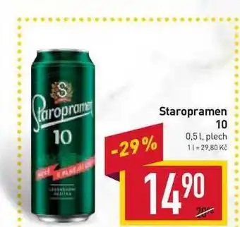 Billa Staropramen 10 0,5 l, plech nabídka