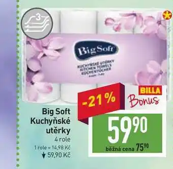 Billa Big soft kuchyňské utěrky 4 role nabídka