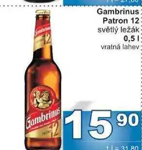 Jip Gambrinus patron 12 světlý ležák 0,5l nabídka