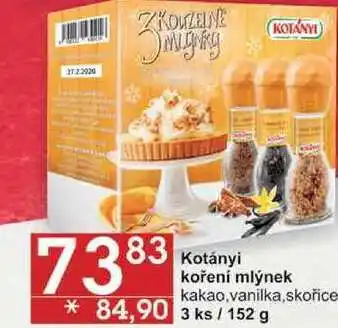 Jip Kotányi koření mlýnek kakao,vanilka,skořice, 3 ks/ 152 g nabídka