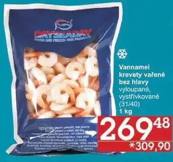 Jip Vannamei krevety vařené bez hlavy vyloupané, vystřívkované (31/40), 1 kg nabídka