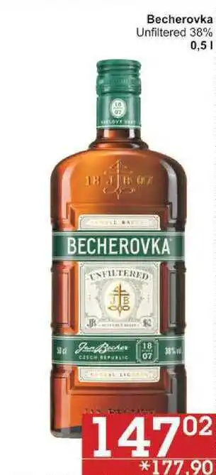 Jip Becherovka unfiltered 38%, 0,5 l nabídka