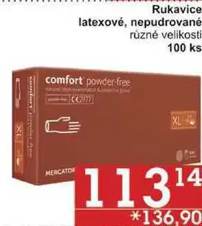Rukavice latexové, nepudrované různé velikosti, 100 ks