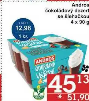 Jip Andros čokoládový dezert se šlehačkou, 4 x 90 g nabídka