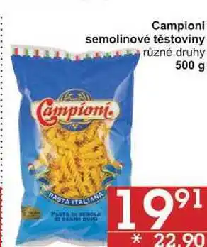 Jip Campioni semolinové těstoviny různé druhy, 500 g nabídka