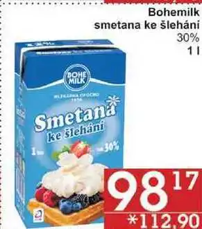 Jip Bohemilk smetana ke šlehání 30%, 1 l nabídka
