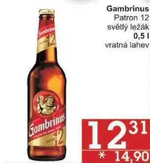 Jip Gambrinus patron 12 světlý ležák, 0,5 l nabídka