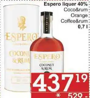Jip Espero liquer 40% coco&rum, 0,7 l nabídka
