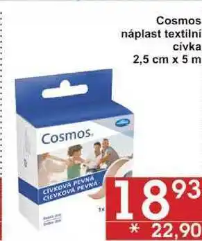 Cosmos náplast textilní cívka, 2,5 cm x 5 m