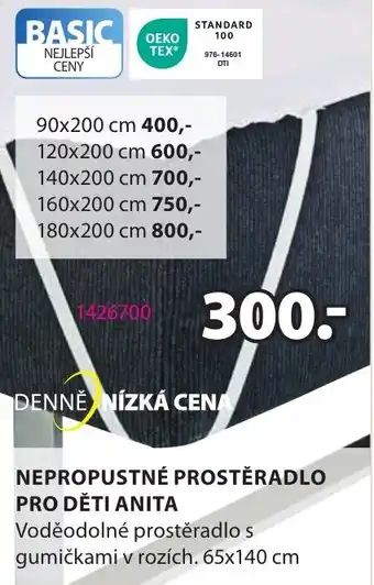 JYSK NEPROPUSTNÉ PROSTĚRADLO PRO DĚTI ANITA nabídka