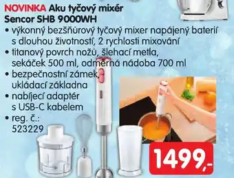 NOVINKA Aku tyčový mixér Sencor SHB 9000WH