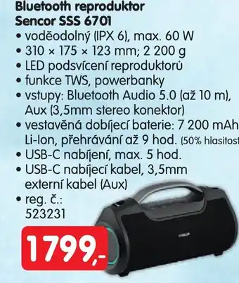 Mega Bluetooth reproduktor Sencor SSS 6701 nabídka