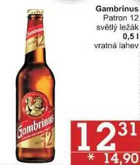 Jip Gambrinus patron 12 světlý ležák, 0,5l nabídka
