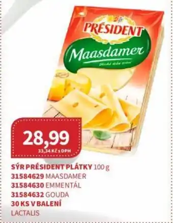 Kubík potraviny SÝR PRÉSIDENT PLÁTKY 100 g nabídka