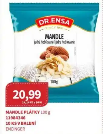 Kubík potraviny MANDLE PLÁTKY 100 g nabídka