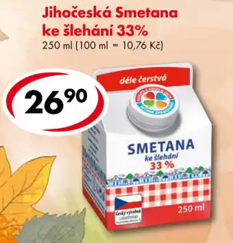 CBA Jihočeská Smetana ke šlehání 33% 250ml nabídka