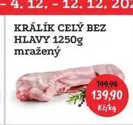 RABBIT řeznictví Králík celý bez hlavy 1250g mražený nabídka