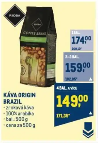 Makro KÁVA ORIGIN BRAZIL nabídka