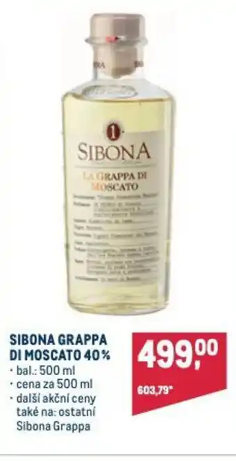 Makro SIBONA GRAPPA DI MOSCATO 40% nabídka