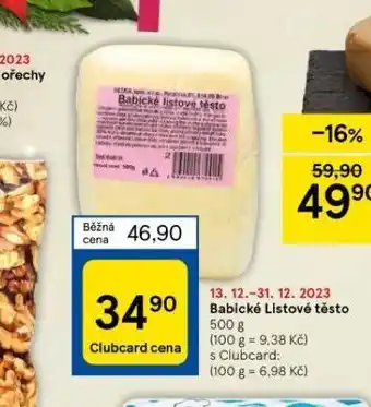 Tesco Babické listové těsto nabídka