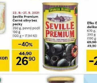 Tesco Seville premium černé olivy bez pecky nabídka