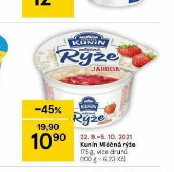 Tesco Kunín mléčná rýže nabídka