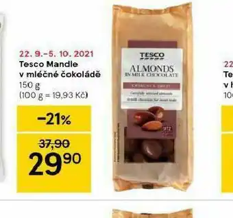 Tesco Tesco mandle v mléčné čokoládě nabídka