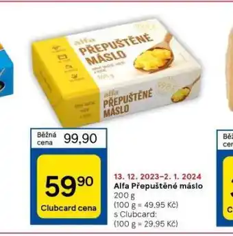 Tesco Alfa přepuštěné máslo nabídka
