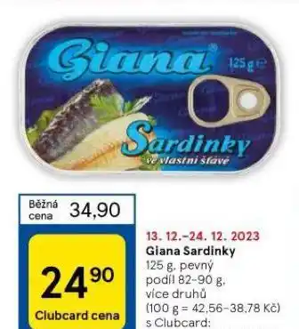 Tesco Giana sardinky nabídka