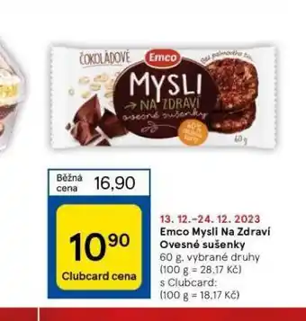 Tesco Emco mysli na zdraví ovesné sušenky nabídka