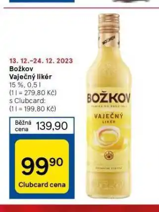 Tesco Božkov vaječný likér nabídka